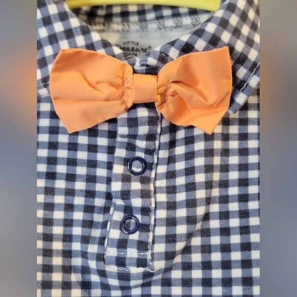 Little Treasure Plaid Bodysuit With bowtie 0-3 - Picture 2 of 4